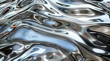Glossy stainless steel background with a distorted reflection, perfect for modern designs photo