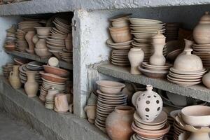 Traditional ceramic craft. Artisanal Moroccan pottery. Fes, Morocco. Africa. photo