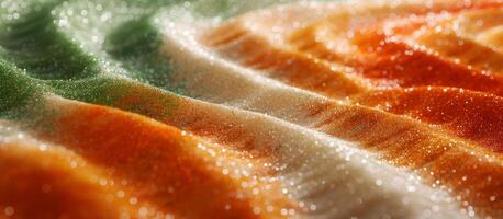 Colorful Sand Background. Orange, Green, White Sands. Close Up Texture of Sand Waves. photo