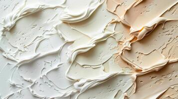 Gradient Suncream Smears on a Beige Background. Sunscreen Background. Cream Care. photo