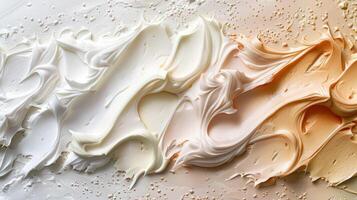 Gradient of Creams from White to Beige. Sunscreen Cream Background. SPF Cream Texture photo