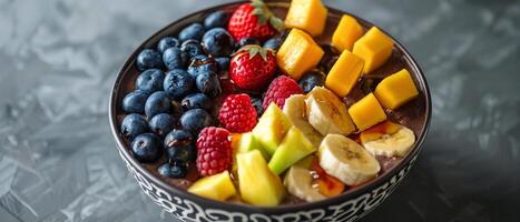 Platter of Fruit on Table photo