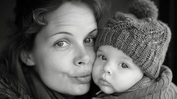 Woman Holding a Baby in Her Arms photo