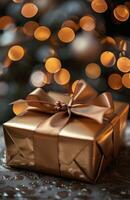 dos envuelto regalos debajo un Navidad árbol foto
