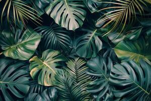 Green Leaves on Blue Background photo