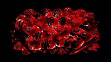 Neon frame effect high-quality chocolates, glow, black background. video
