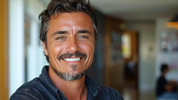 Smiling Man With Mustache photo