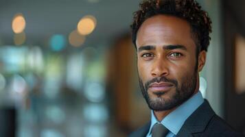 Businessman in Suit and Tie Looking Into Distance photo