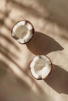 Two Coconuts on Table photo
