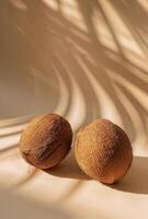 Two Coconuts on Table photo
