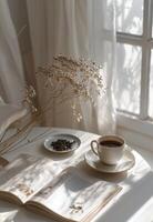 A Cup of Coffee on a Table photo