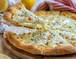 Close Up of Pizza on Cutting Board photo