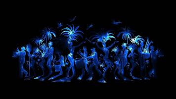 Neon frame effect Rio de Janeiro's Carnival Samba Brazil's dance, glow, black background. video