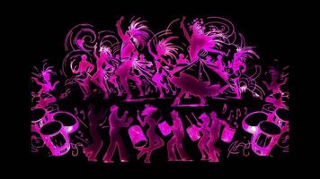 Neon frame effect Rio de Janeiro's Carnival Samba Brazil's dance, glow, black background. video