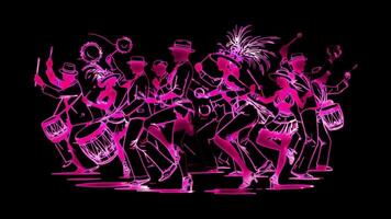 Neon frame effect Rio de Janeiro's Carnival Samba Brazil's dance, glow, black background. video