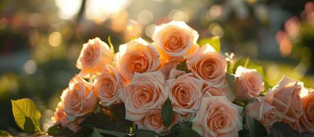 Bunch of Orange Roses on Stone photo