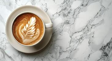 Cappuccino With Leaf Design photo