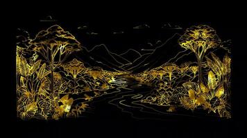 Neon frame effect Amazon Rainforest, glow, black background. video
