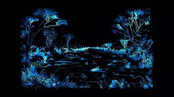 Neon frame effect Amazon Rainforest, glow, black background. video
