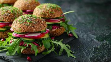 Assorted Sandwiches on Cutting Board photo