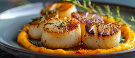 Plate of Salmon With Lemons and Herbs photo