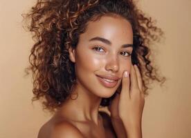 Woman With Curly Hair Posing for a Picture photo