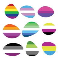 Pride Rainbow LGBTQIA Colored Flag Background in oval shape graphic design vector
