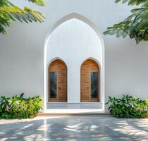 Couple of Archways With Trees in the Background photo