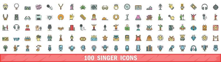 100 cantante íconos colocar, color línea estilo vector