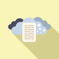 Flat design of a cloud with a document, symbolizing cloud storage and data management vector