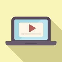 Flat design illustration of laptop with play button vector
