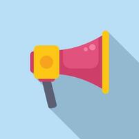 Flat design megaphone illustration on blue background vector