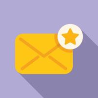 Flat design illustration of a yellow email envelope with a starred message notification vector