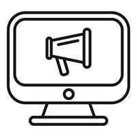 Online marketing icon with megaphone on computer screen vector