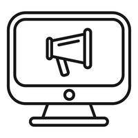 Online marketing icon with megaphone on computer screen vector