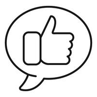 Thumbs up like symbol in speech bubble line icon vector