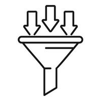 Simple line art illustration of a conversion funnel, symbolizing lead capturing and sales process vector