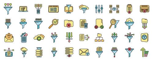 Content filter icons set color line vector