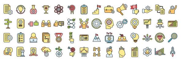 Realization icons set color line vector