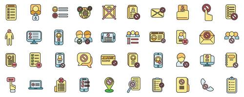 Blacklist icons set color line vector