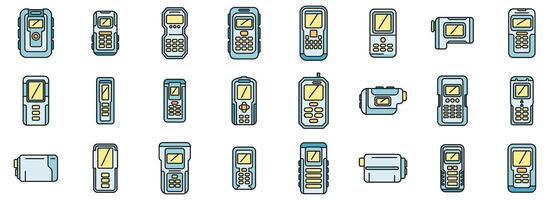 Laser meter icons set color line vector