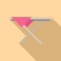 Flat design icon of an ironing board with a pink iron on a warm background vector