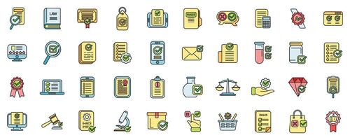 Regulated products icons set color line vector