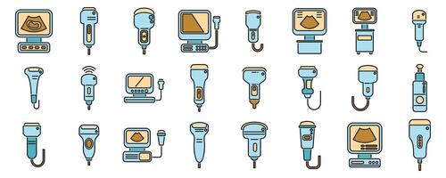 Sonograph icons set color line vector