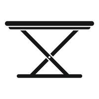 negro silueta de plegable mesa icono vector