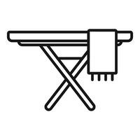 Simplistic line drawing of an ironing board with a hanging cloth vector