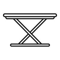 Black and white line art illustration of a folding table vector