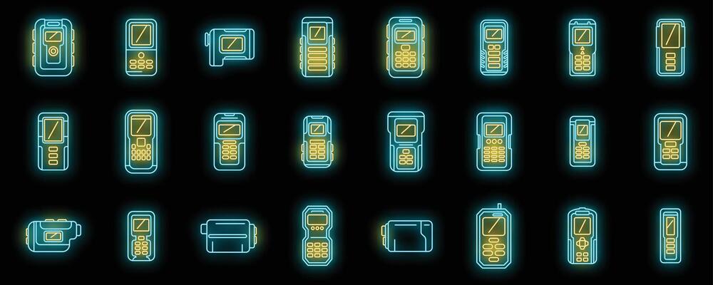 Laser meter icons set neon