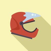 Flat design illustration of a red motorcycle helmet with visor on a beige background vector