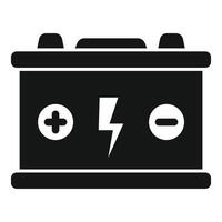 Simplified black and white icon of a car battery, indicating positive and negative terminals vector